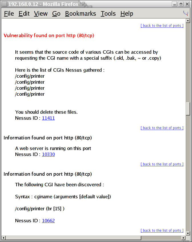 Nessus Reports CGI Source Code Found