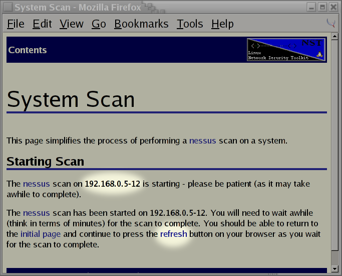 nessus Scan Starting