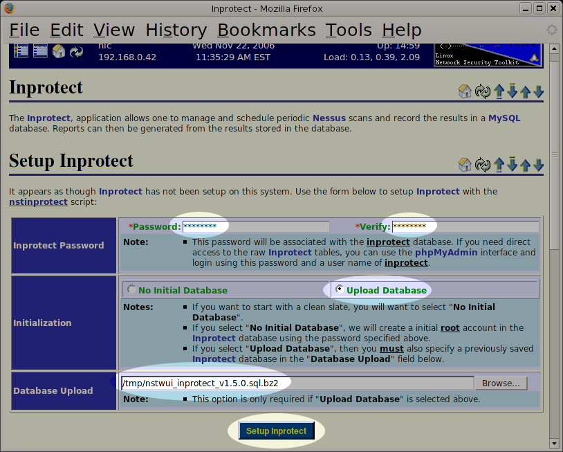 Inprotect Setup With Database