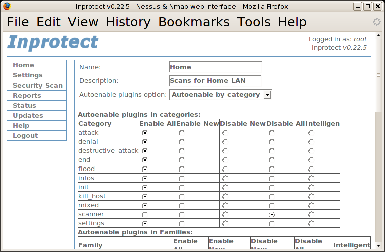 Inprotect Create New Scanner Profile