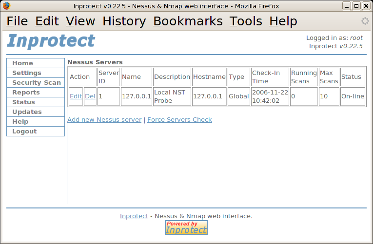 Inprotect Nessus Servers