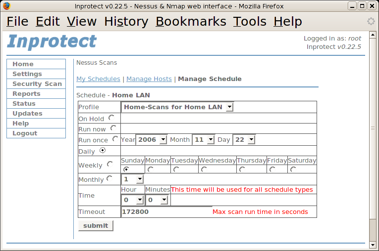 Nessus Scans - Manage Schedule