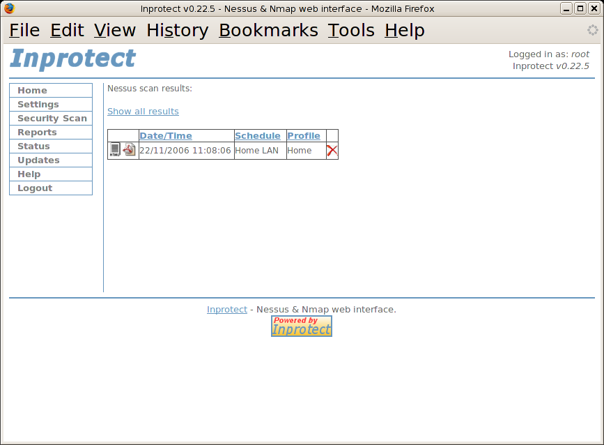 Inprotect Reports - Nessus Scan Results Table