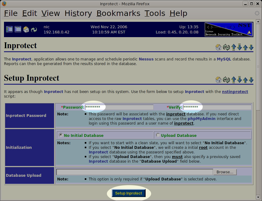 Setup Inprotect