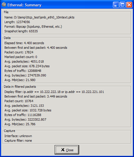 VPN: PPP tunneled over SSH: Effective data Rate: NST Probe - NST Probe different LAN segments (2 VLANs) over the VPN for SMB file services - Ethereal capture summary: 1