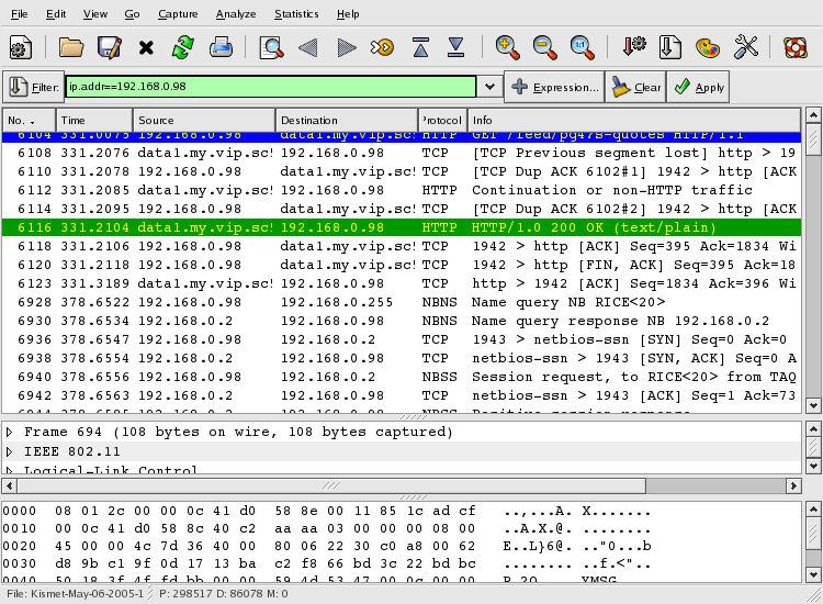 Using Ethereal To Check 192.168.0.98