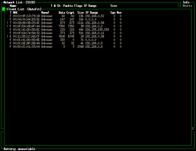 Kismet Client List Using WEP